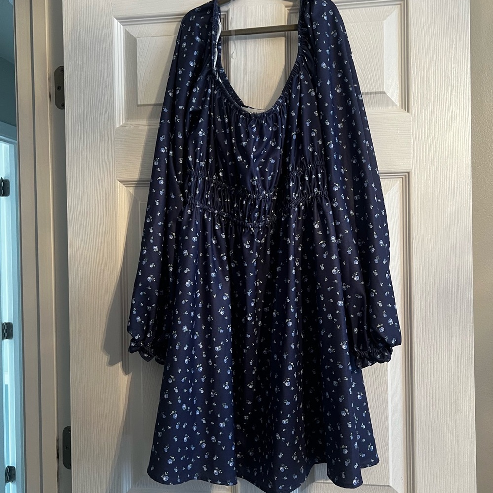 Navy Blue Floral Dress